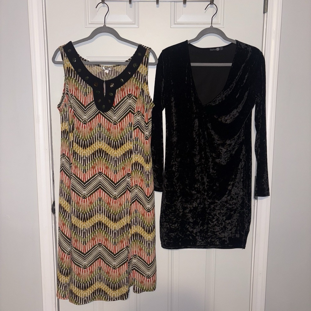 Women's Dresses Size large, Slip on, Black, Abstract Design, Casual Dresses